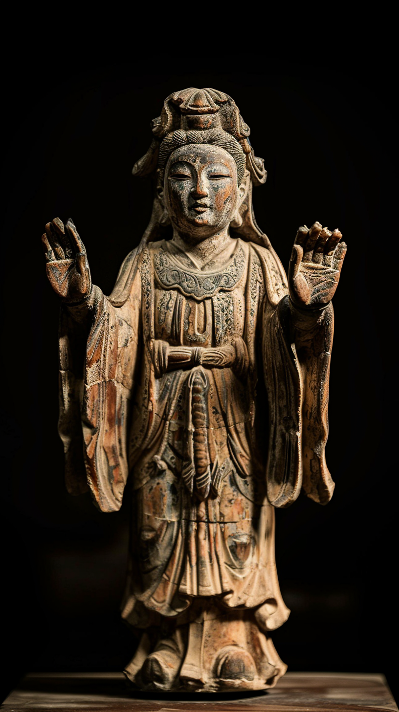 古朴的木雕古装人物像中国风韵味