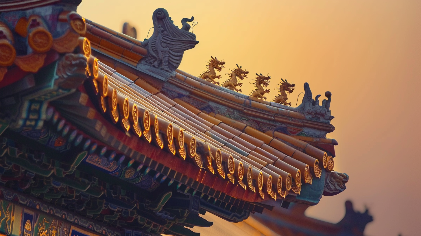 古建筑屋顶展现独特魅力的中国风宣传照
