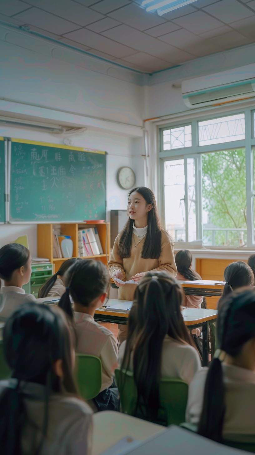 女教师授课场景展现校园教学之美宣传照