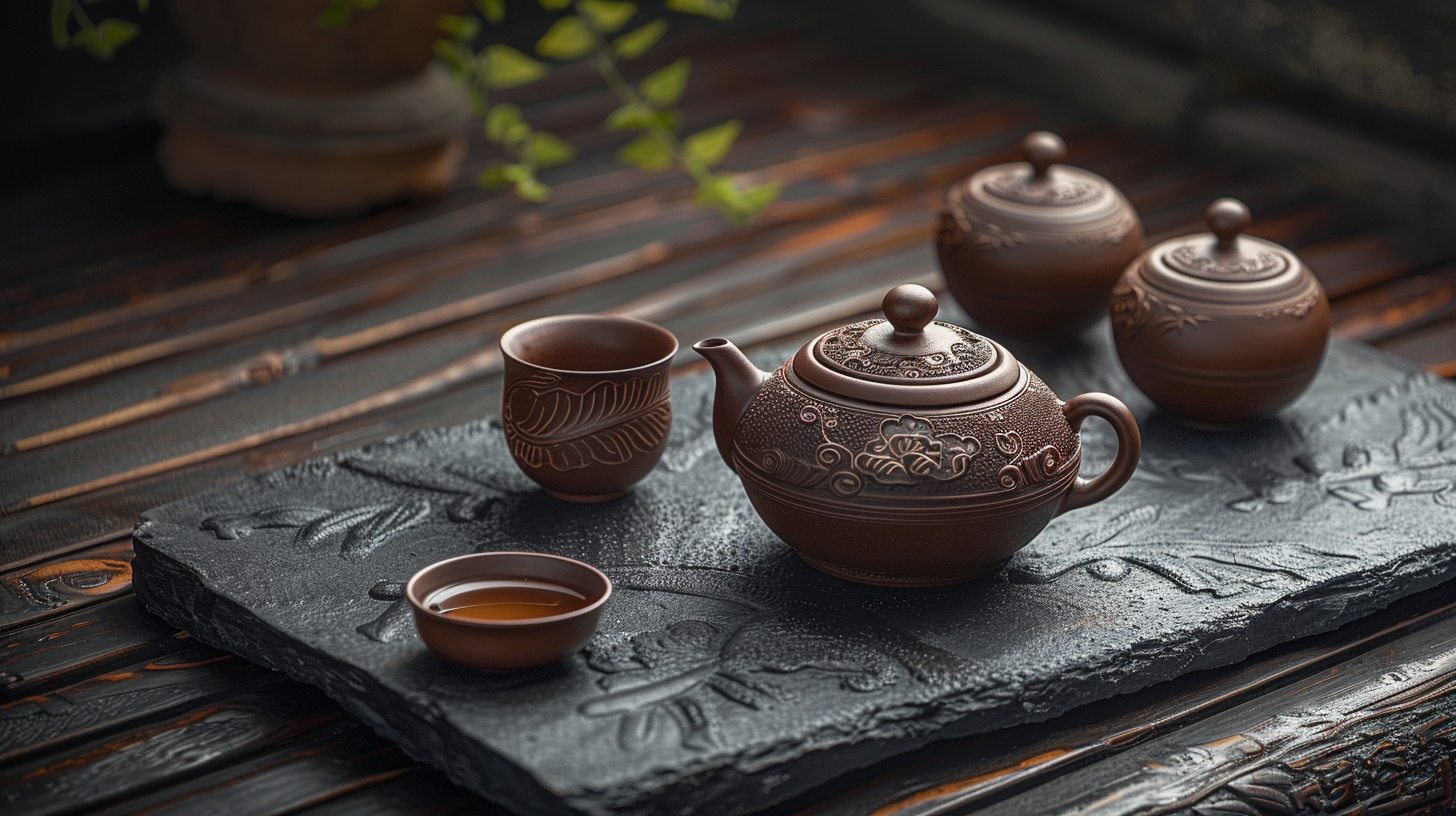 精美陶制茶具展示品味中式茶文化