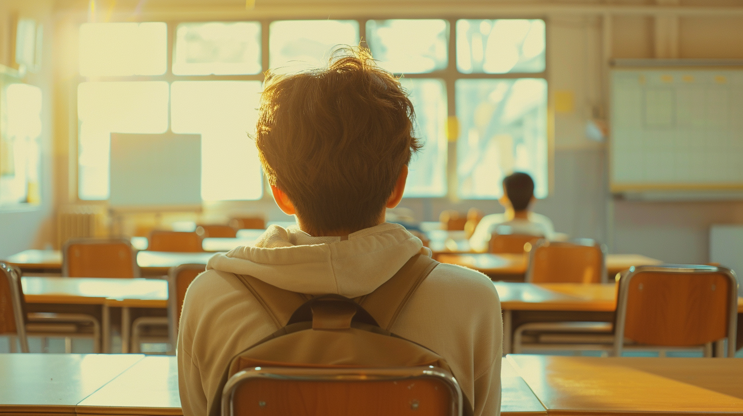 教室里的学生背影校园环境教学场景素材