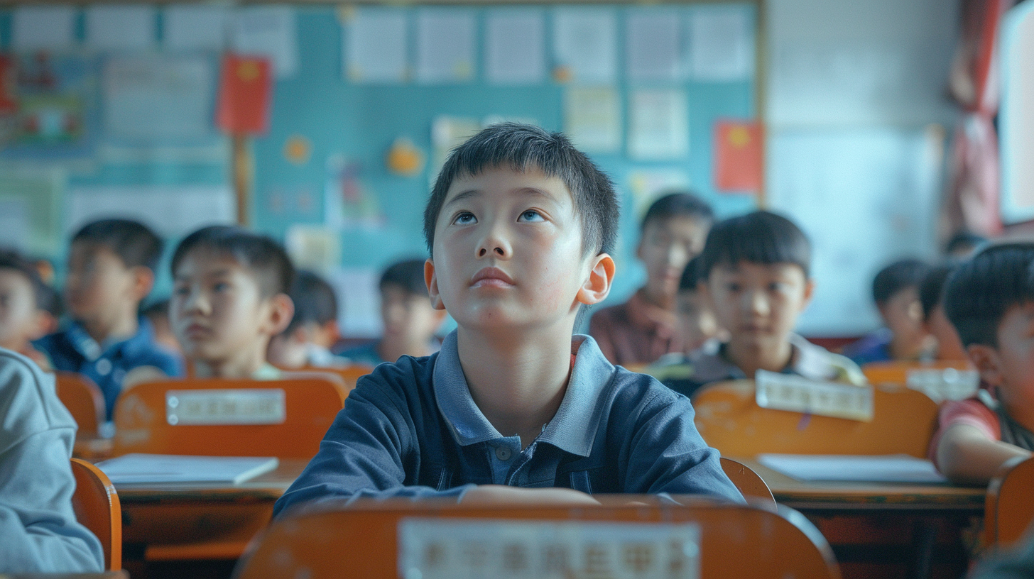教室里的小学生教学场景宣传图
