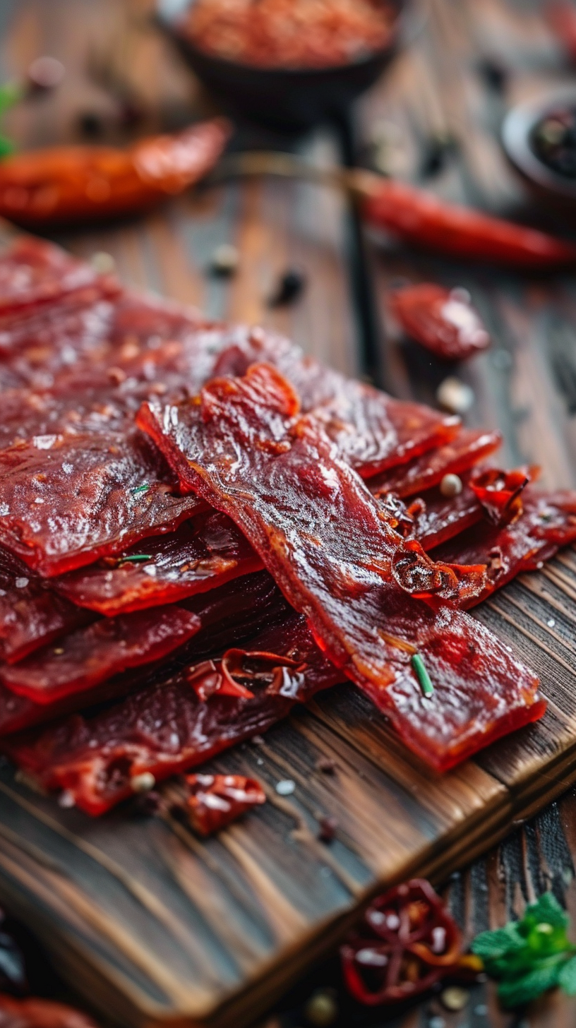 色泽诱人的牛肉干零食美味享受