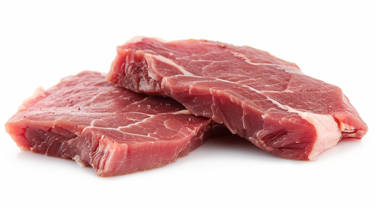 新鲜诱人的两块生肉优质肉类食材