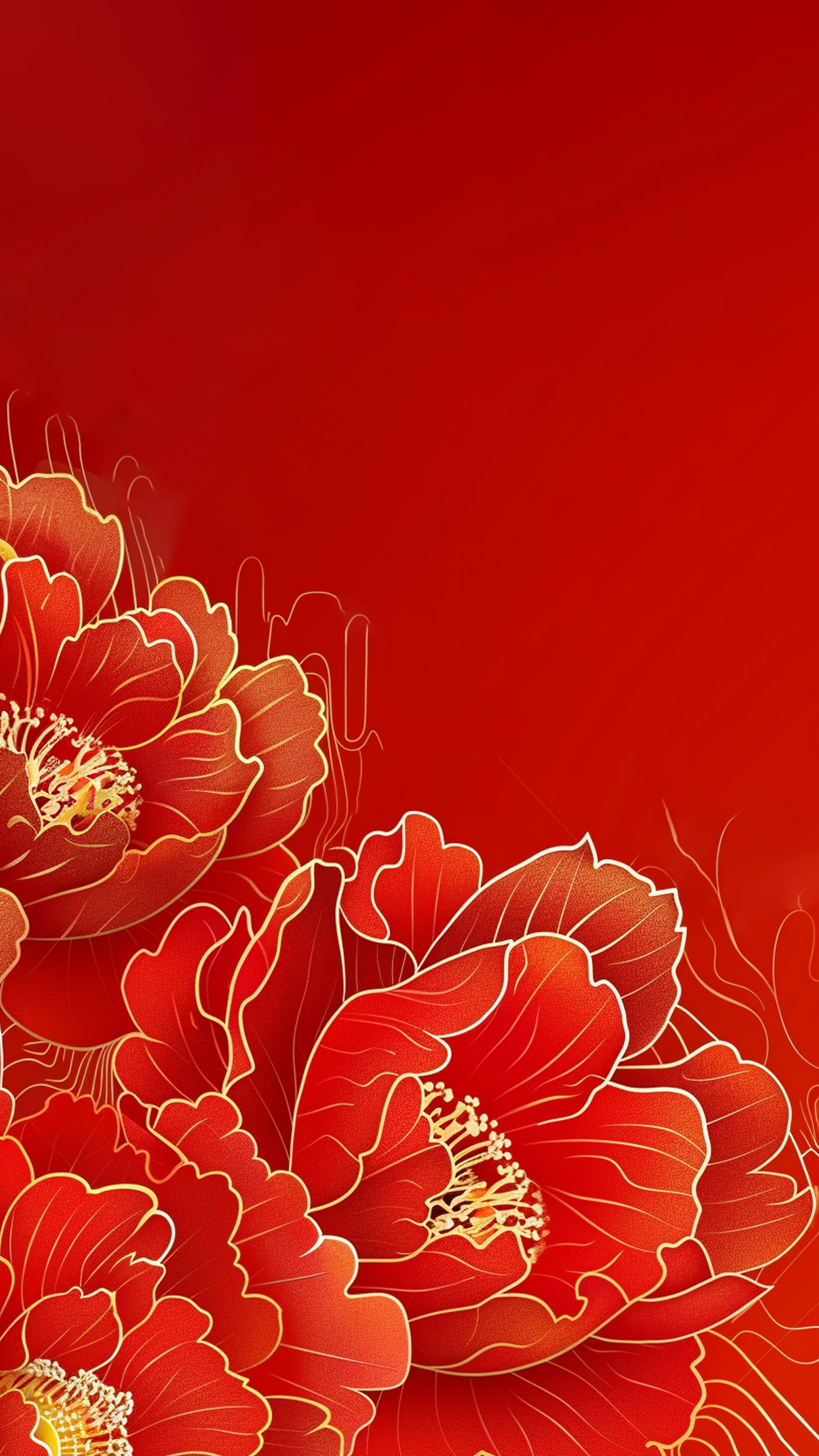 喜庆红色牡丹花 节日宣传海报必备素材