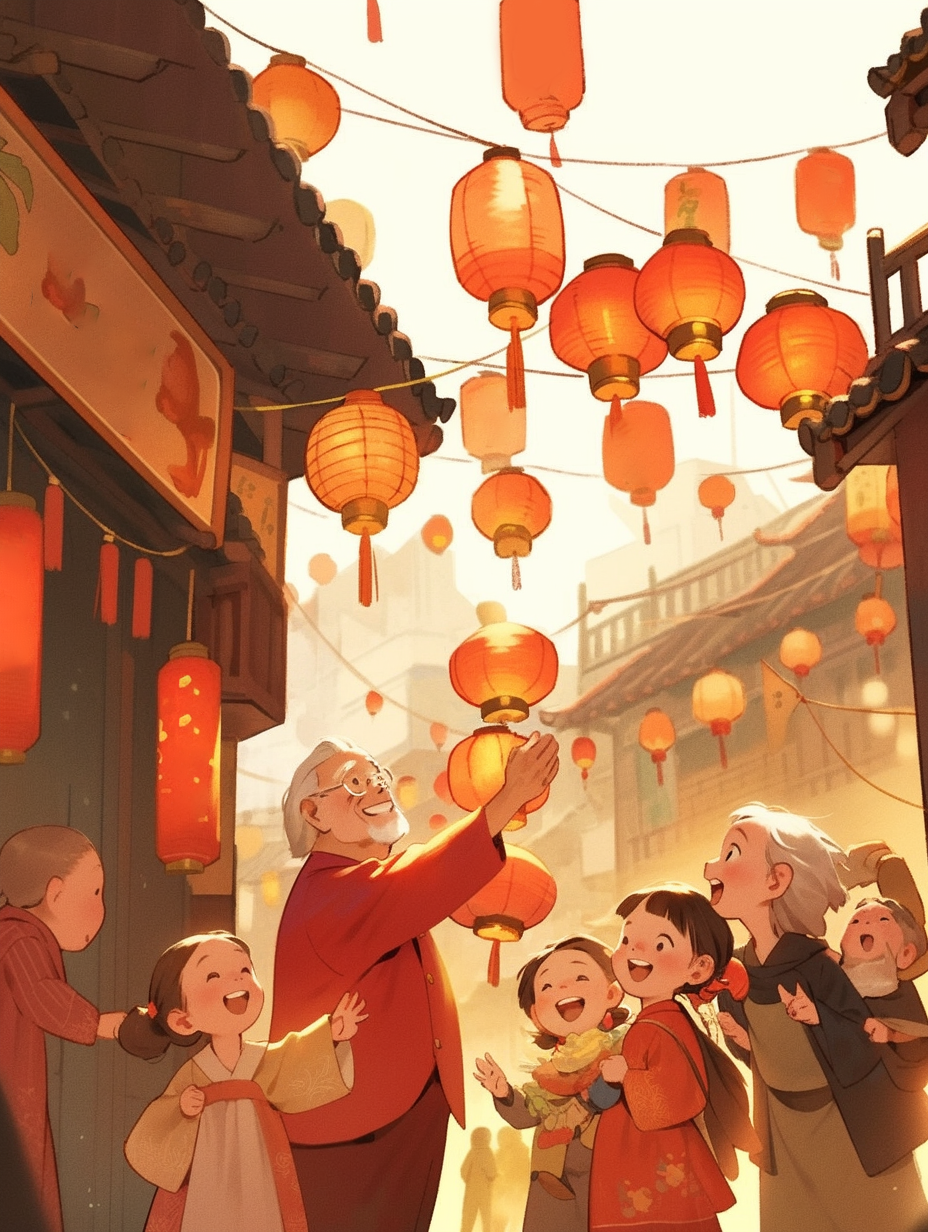 春节喜庆氛围浓 传统灯笼点亮欢乐时光