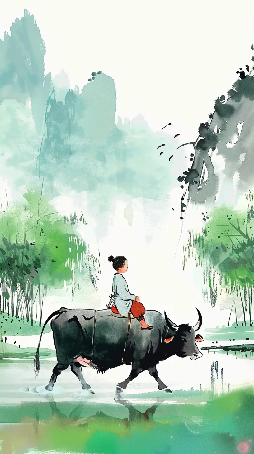 清明节水彩风插画海报背景