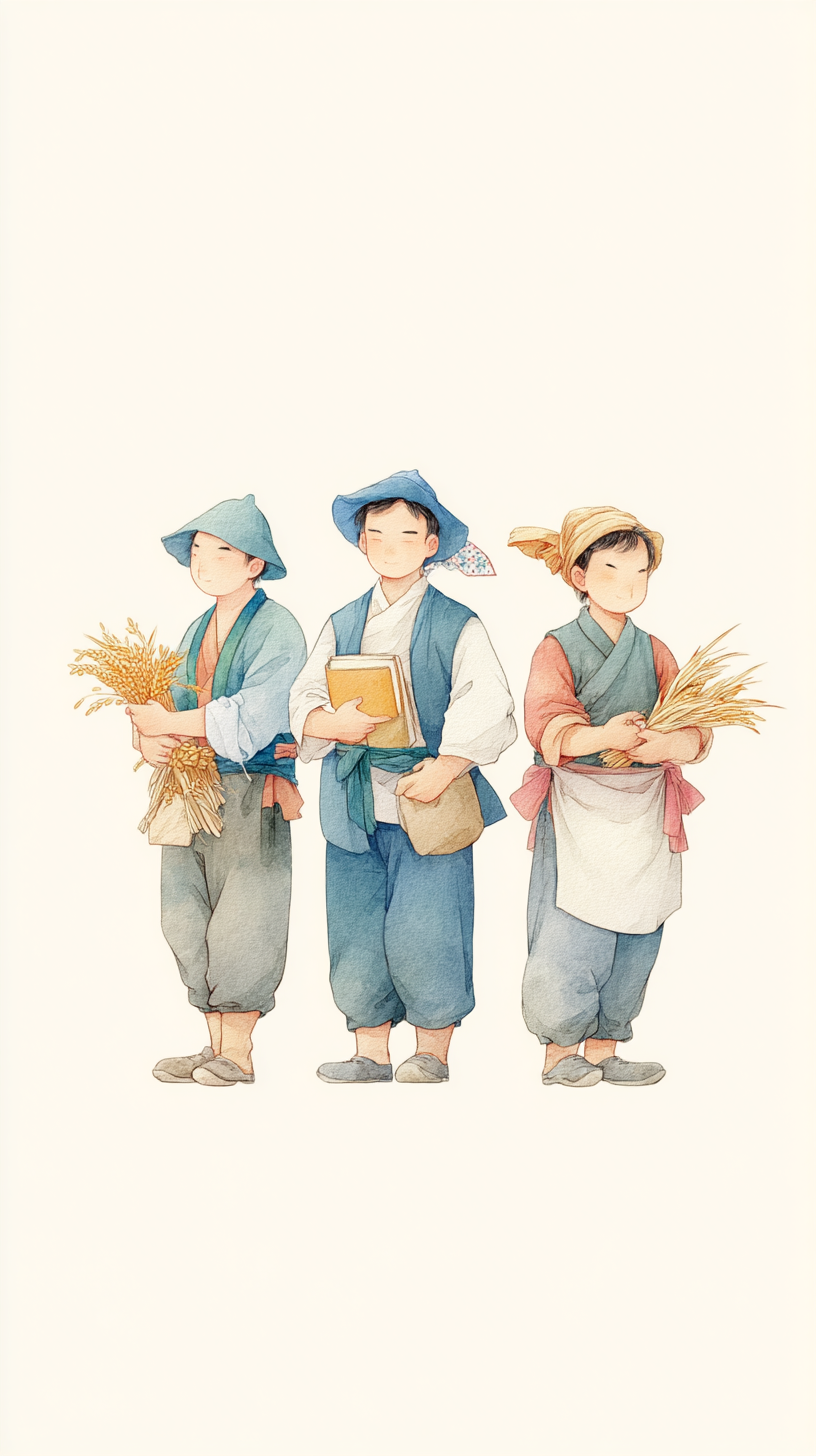手绘卡通劳动节人物素材