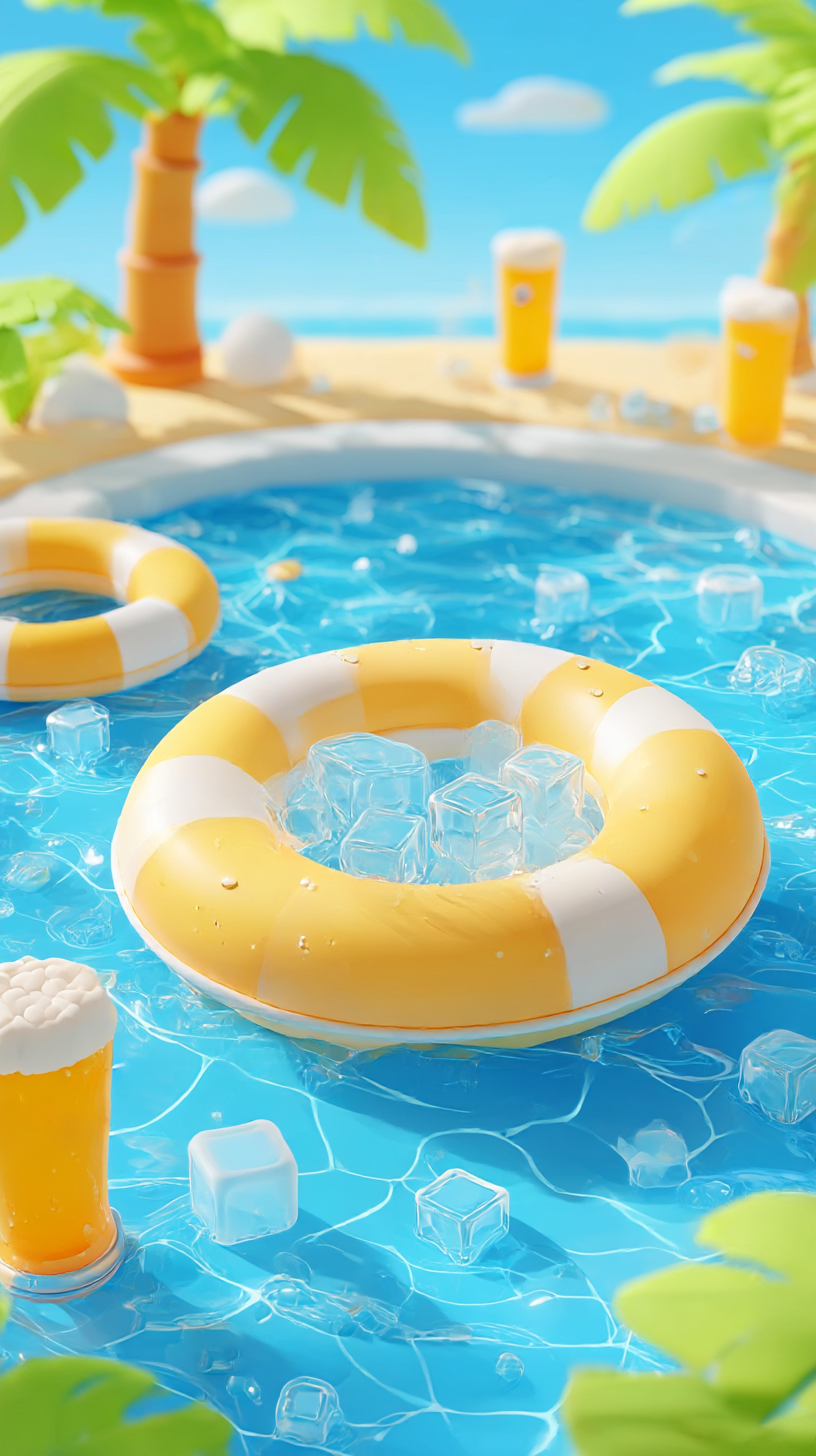 夏季海边沙滩3D背景