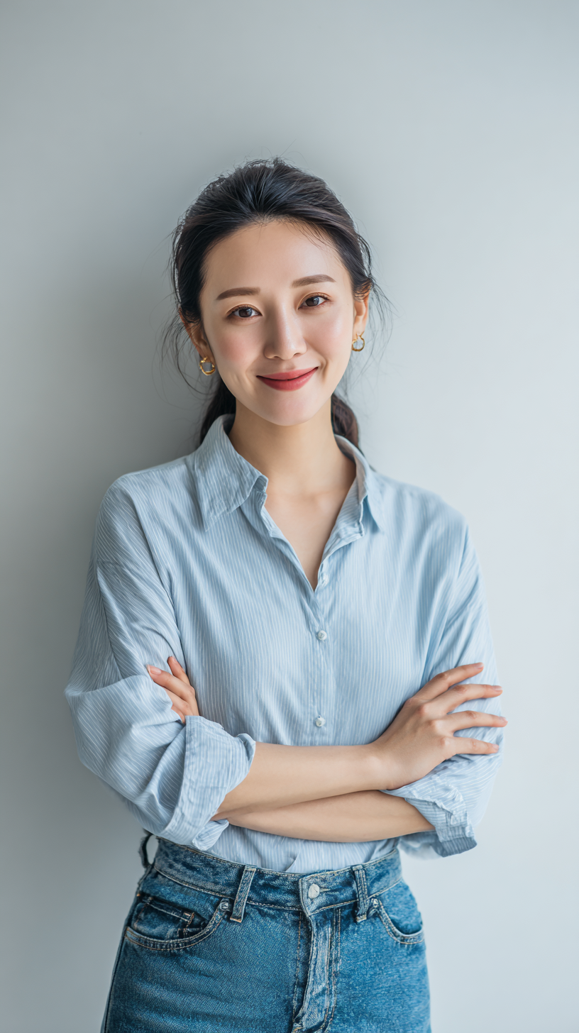 蓝灰色简约商务职场女生