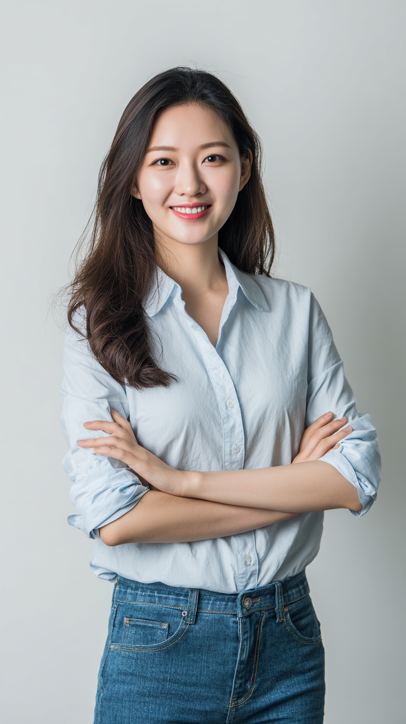 蓝灰色简约商务职场女生