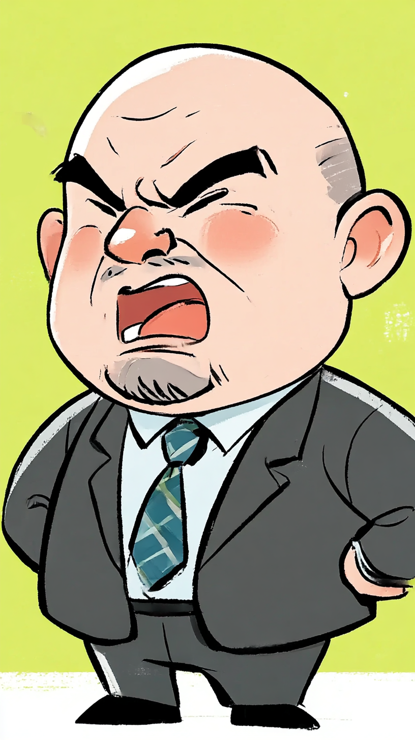 绿色可爱Q版老板插画