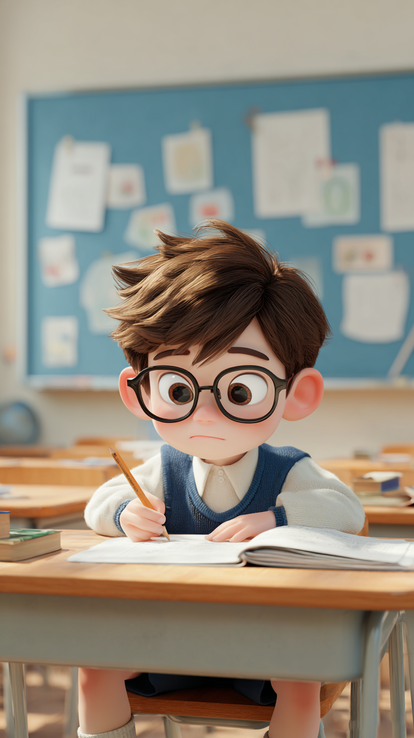 3D卡通读书男孩素材