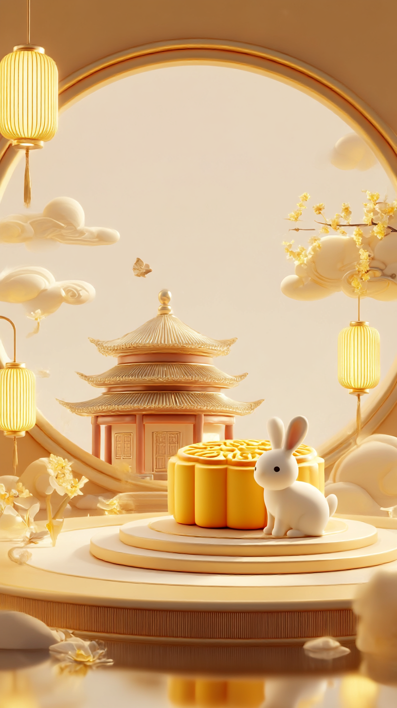中秋节玉兔月饼宣传背景