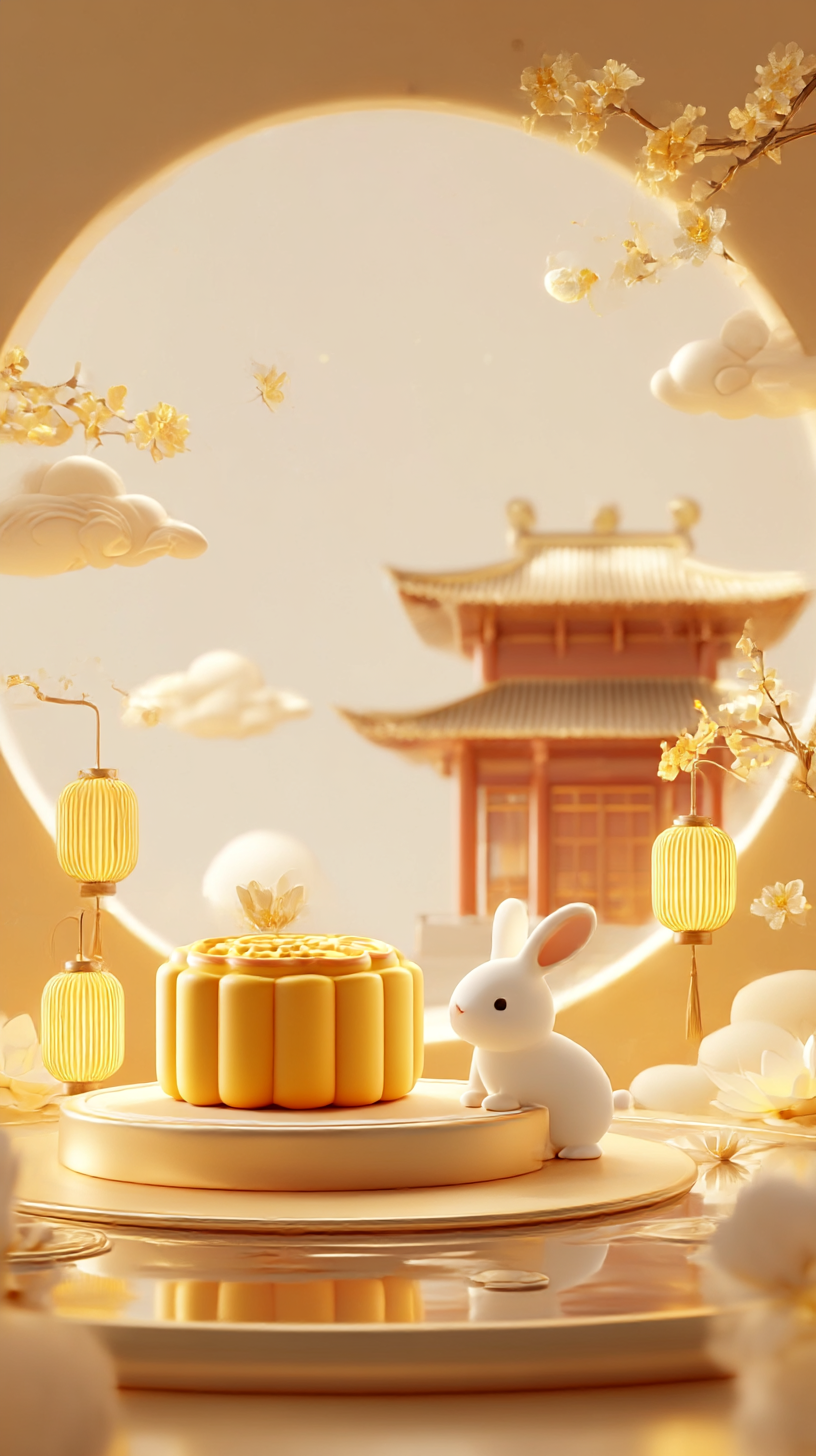中秋节玉兔月饼宣传背景
