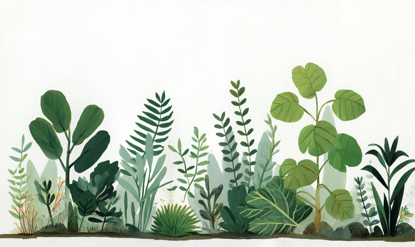 绿色清新绿植手绘插画