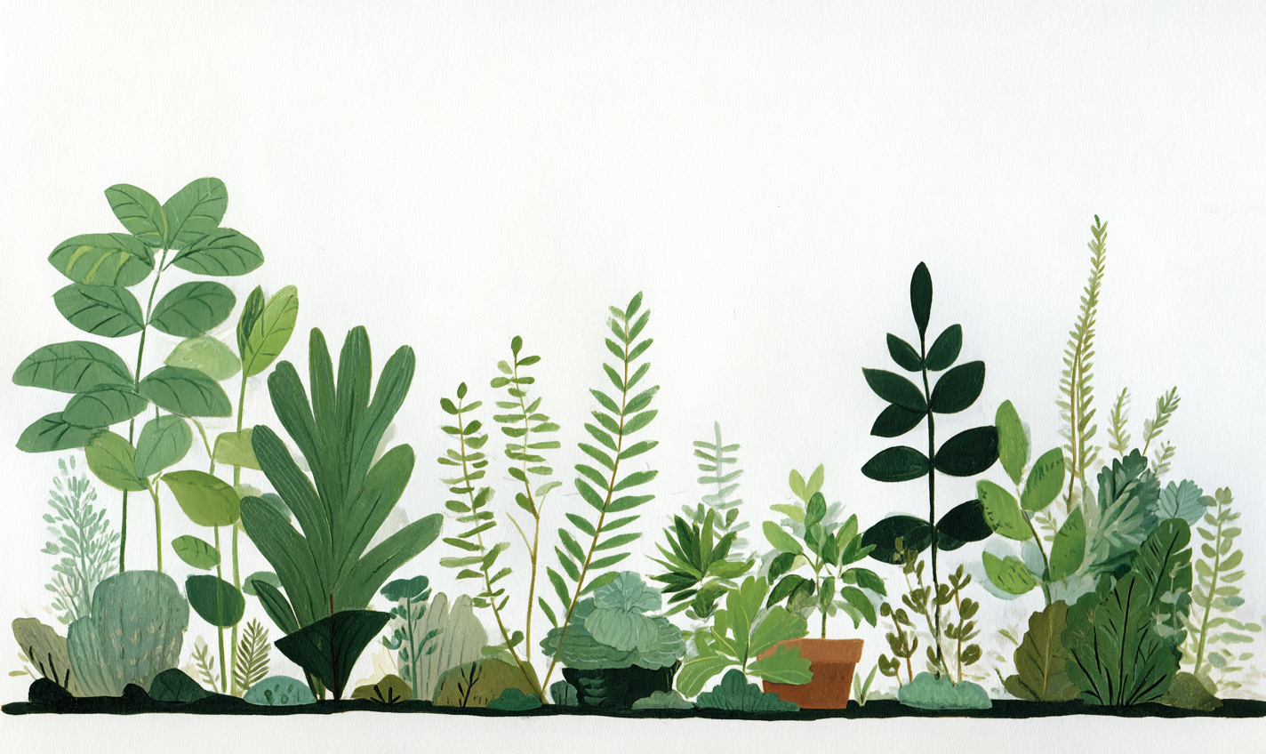 绿色清新绿植手绘插画