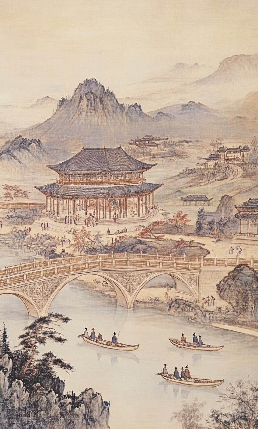水墨风格古建筑背景