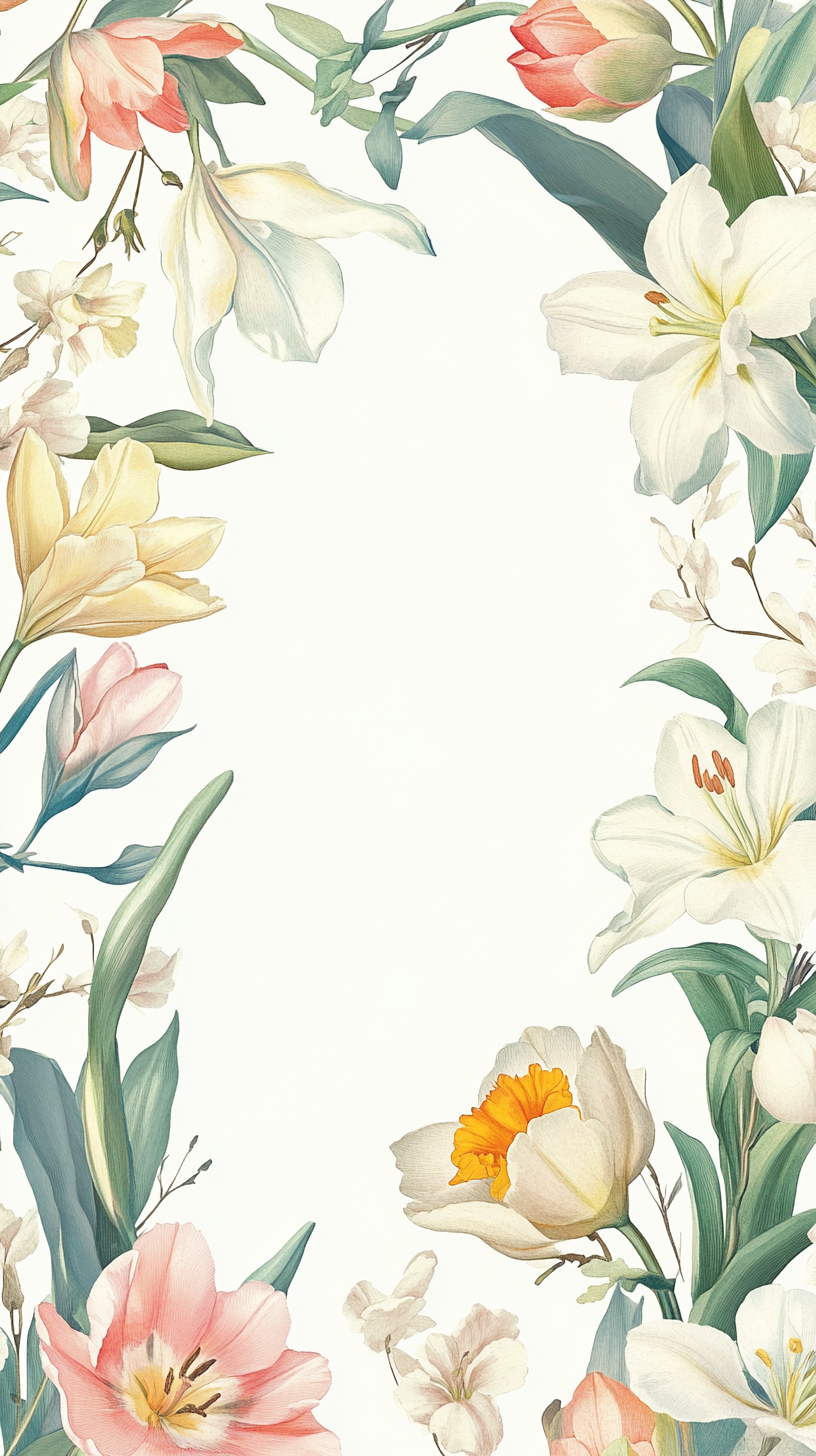 清新手绘花卉装饰画背景