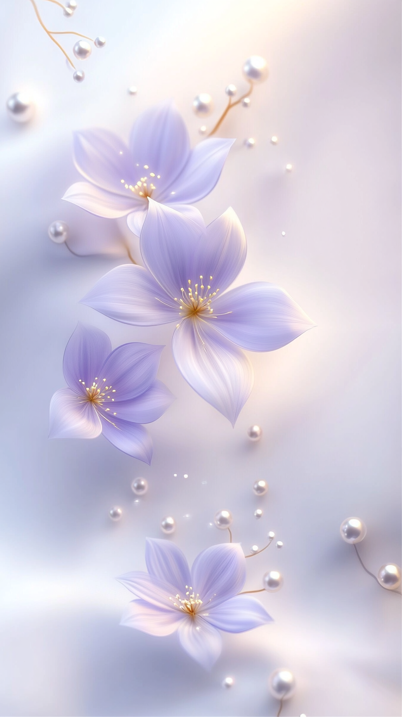 唯美紫花珍珠装饰背景图