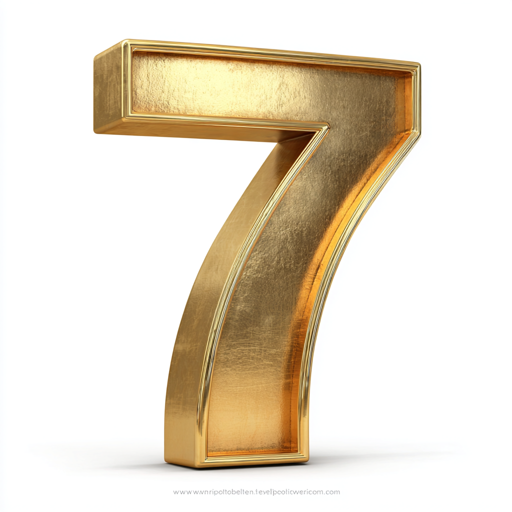 金色立体数字7