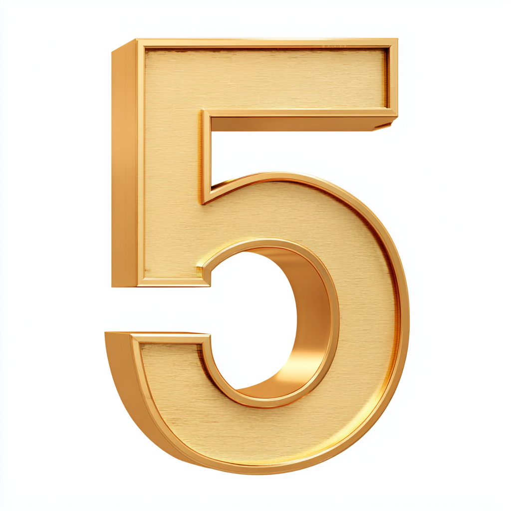 金色立体数字5