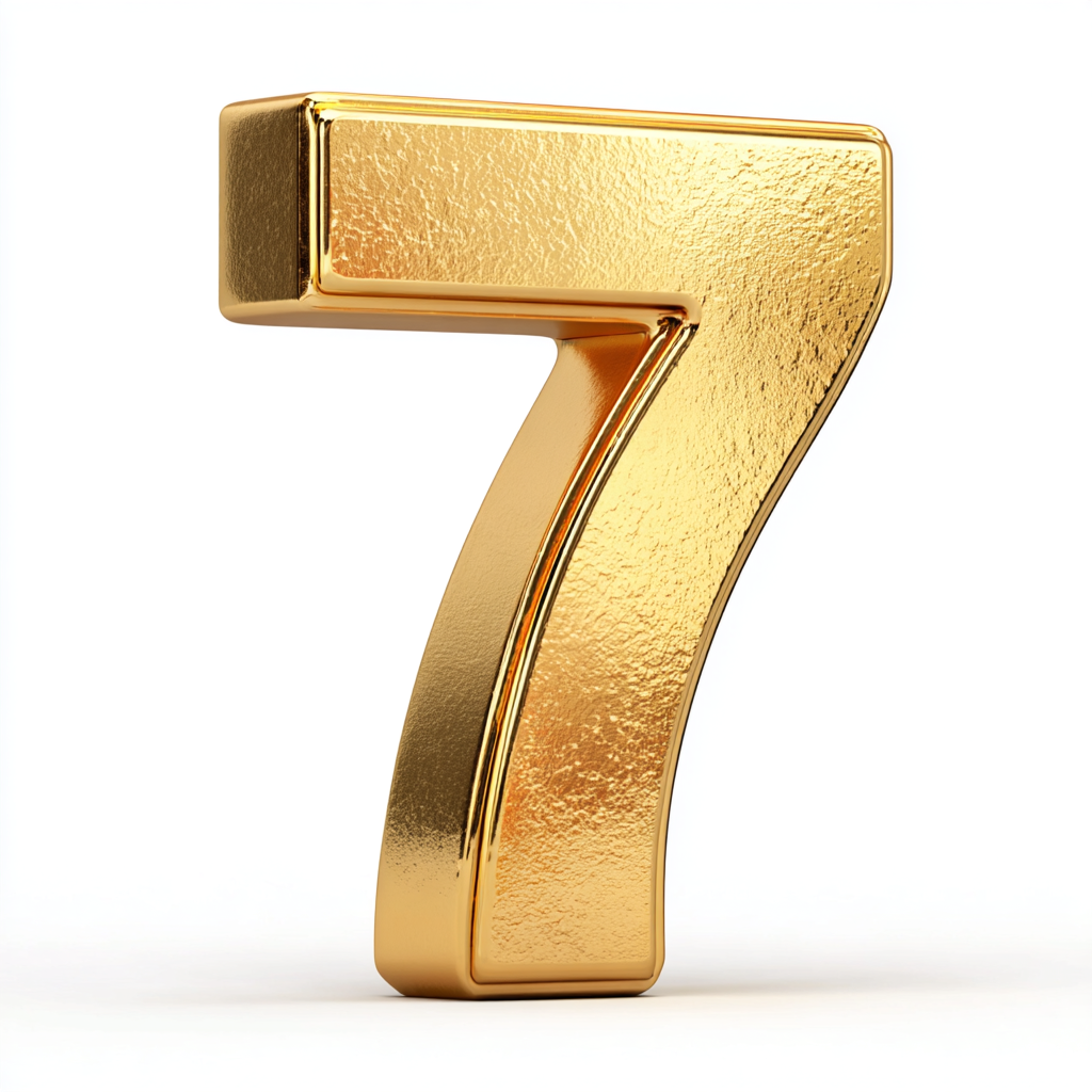 金色立体数字7