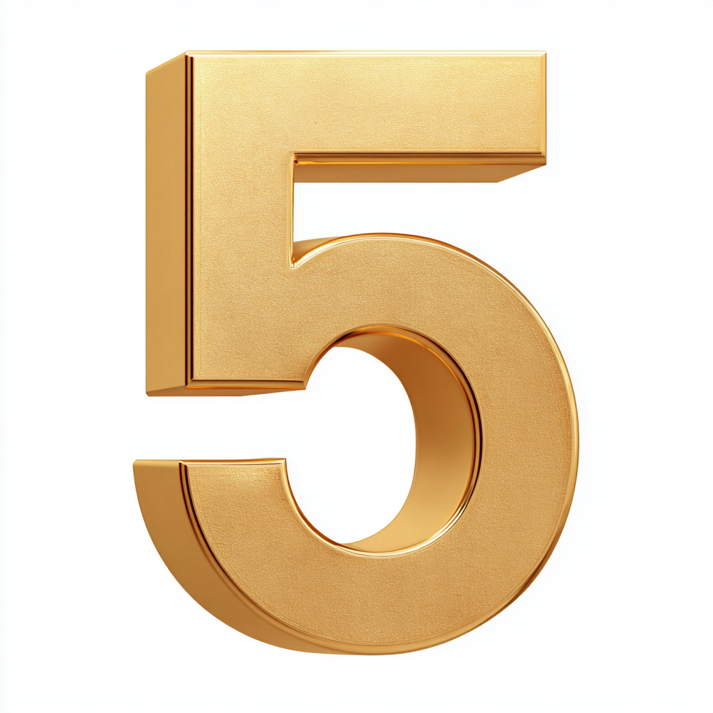 金色立体数字5