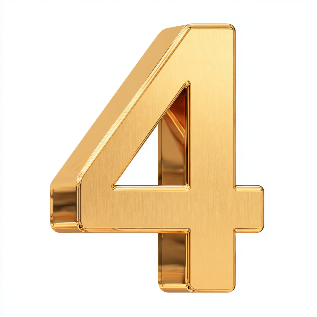 金色立体数字4