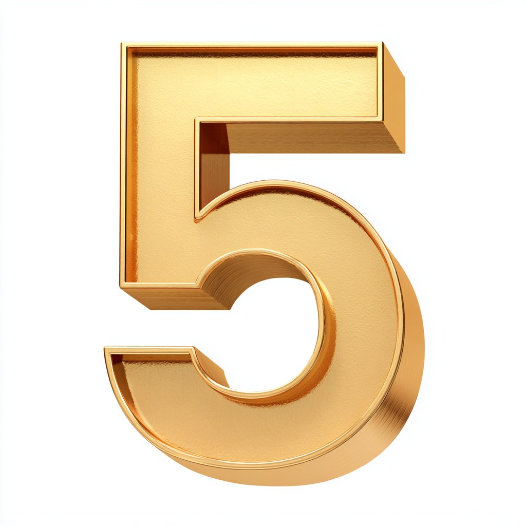 金色立体数字5