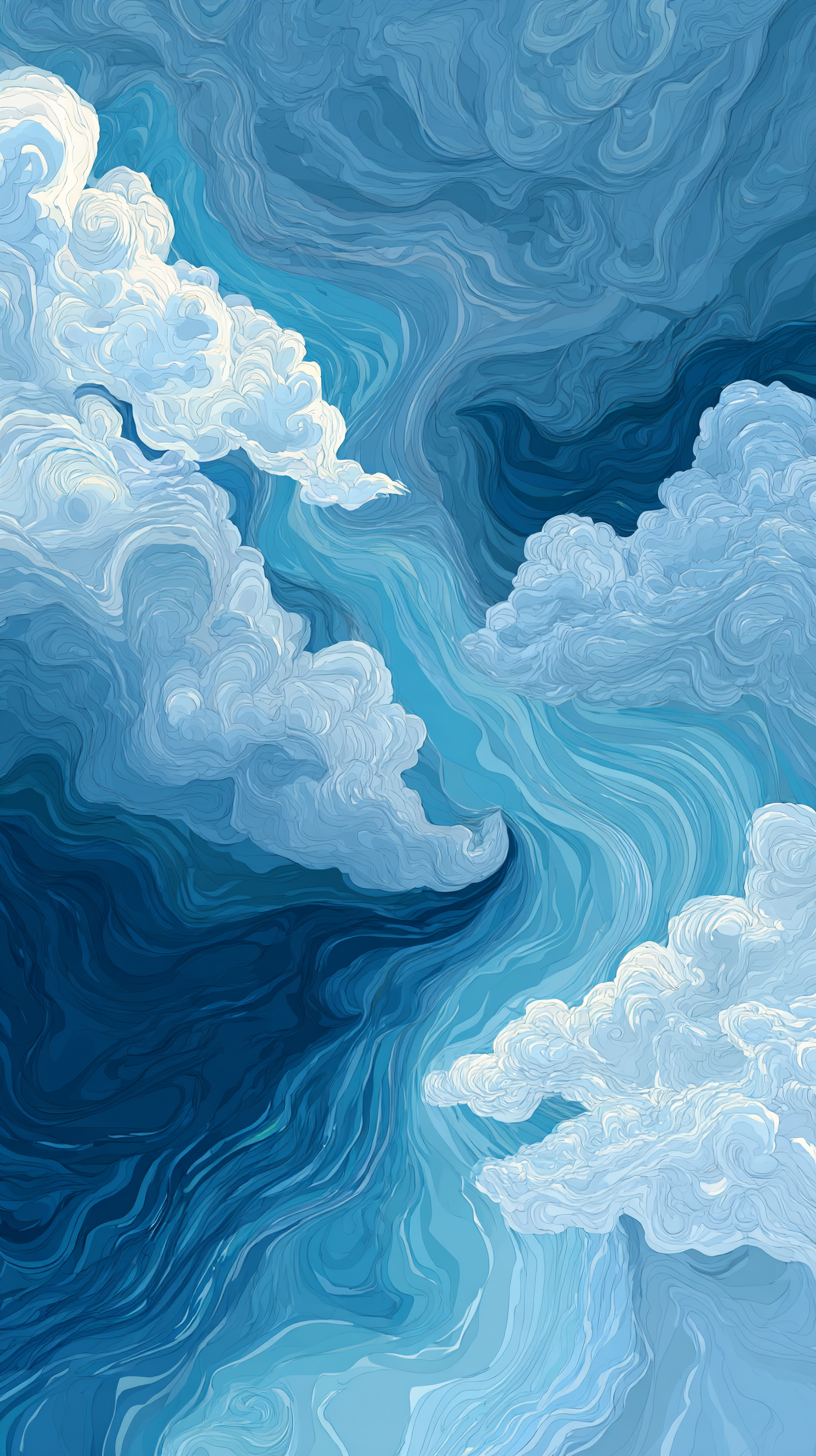 蓝白色系云海涌动背景