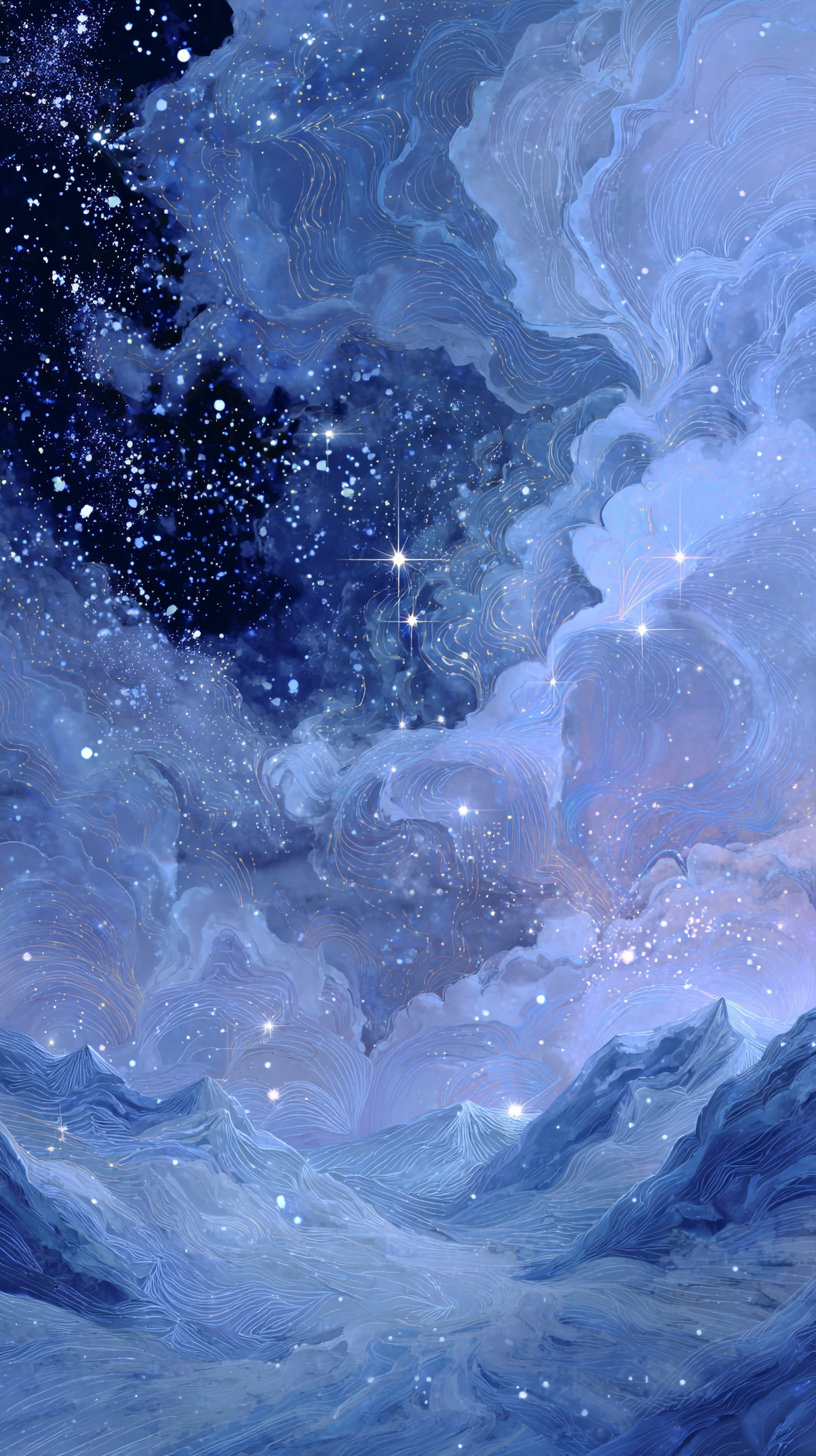 蓝色治愈系星空云彩背景