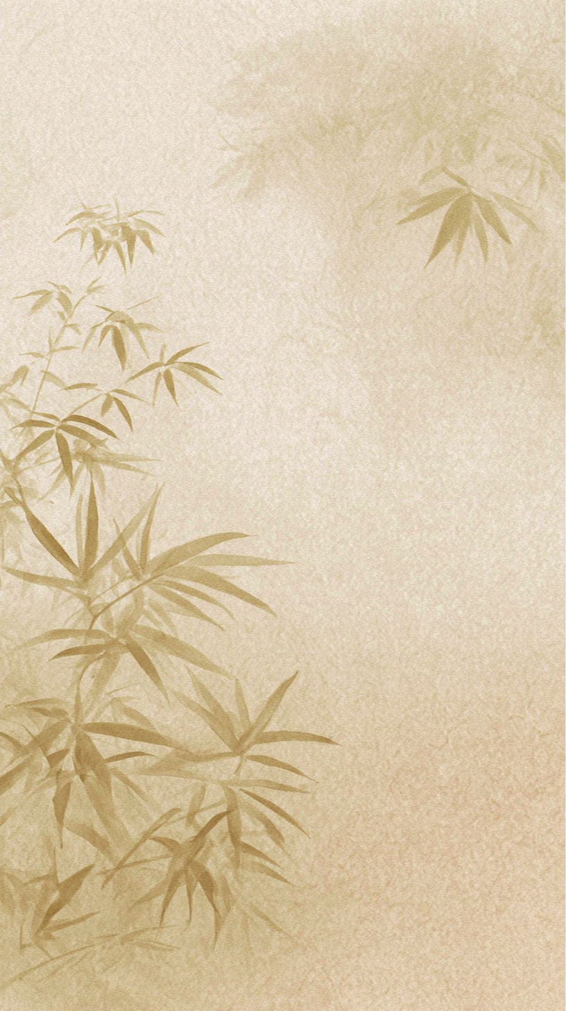 浅黄色中式竹叶雅致背景