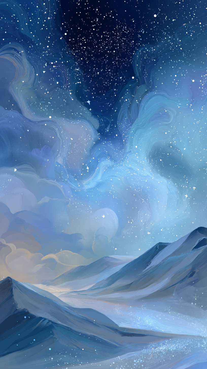 蓝色治愈系星空云彩背景