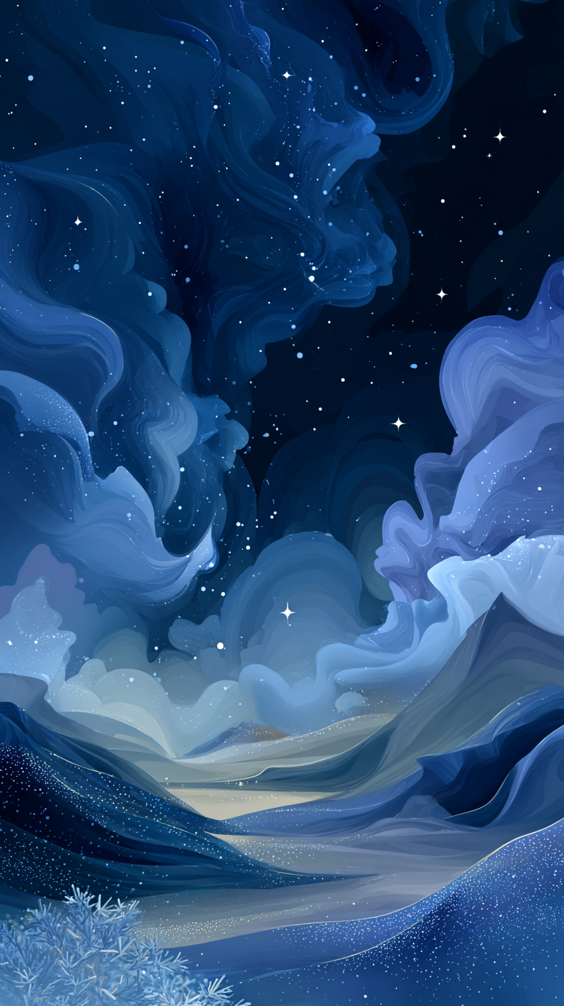 蓝色治愈系星空云彩背景