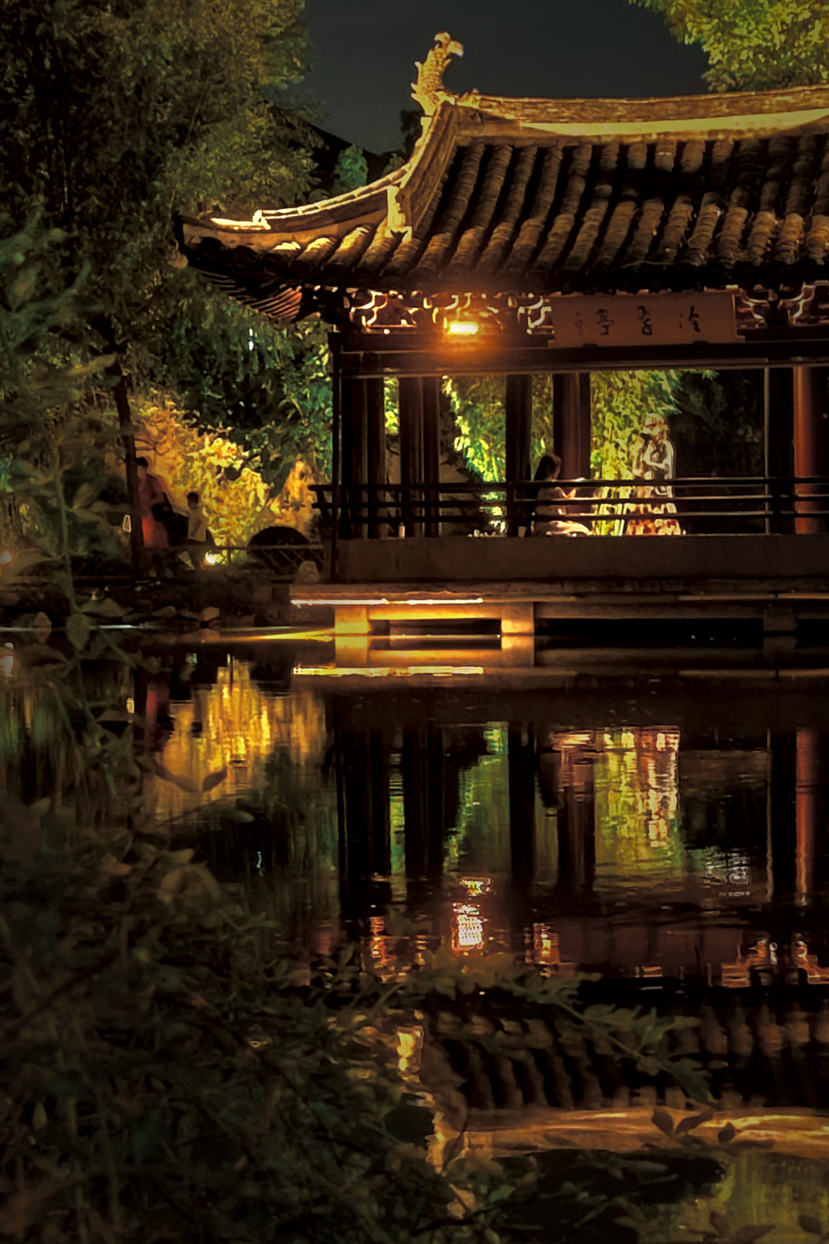 古色古香中式亭子夜景壁纸美如画