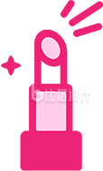 可爱风粉色口红图标，美妆宣传的亮眼之选