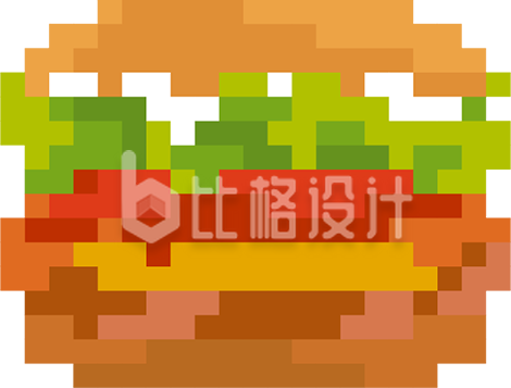 色彩缤纷像素风汉堡包美食宣传图