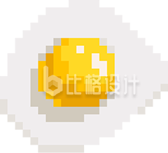 可爱像素风鸡蛋形象的趣味食物类宣传图