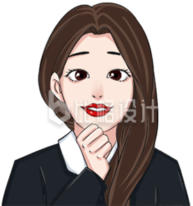 卡通手绘女性人物手托下巴表情包