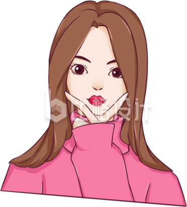 卡通手绘粉衣美女表情包
