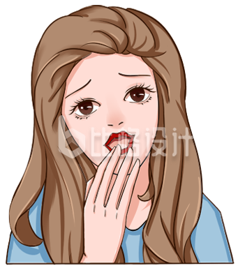 卡通手绘蓝衣女孩捂嘴嘲笑表情包