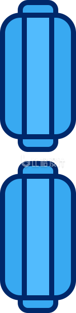 卡通手绘简笔画蓝色灯笼