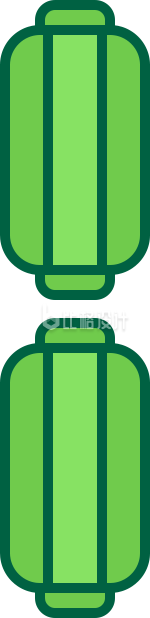 卡通手绘简笔画绿色灯笼