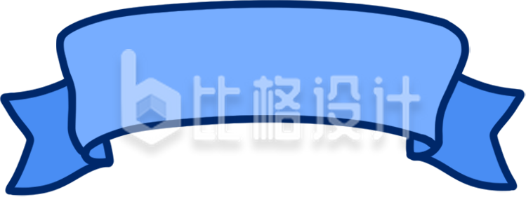手绘蓝色描边飘带横幅