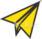 黄色简约鼠绘纸飞机