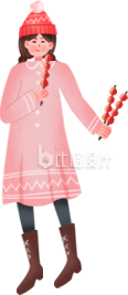 手绘拿糖葫芦女孩