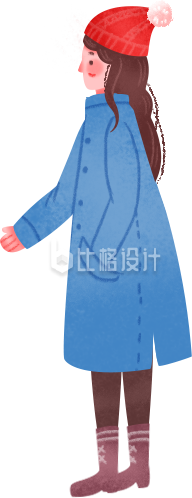 手绘蓝色衣服红色帽子小女孩 手绘蓝色衣服红色帽子小女孩
