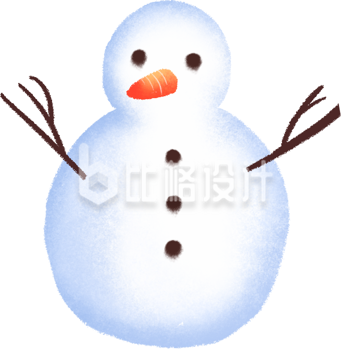 手绘紫色调可爱雪人