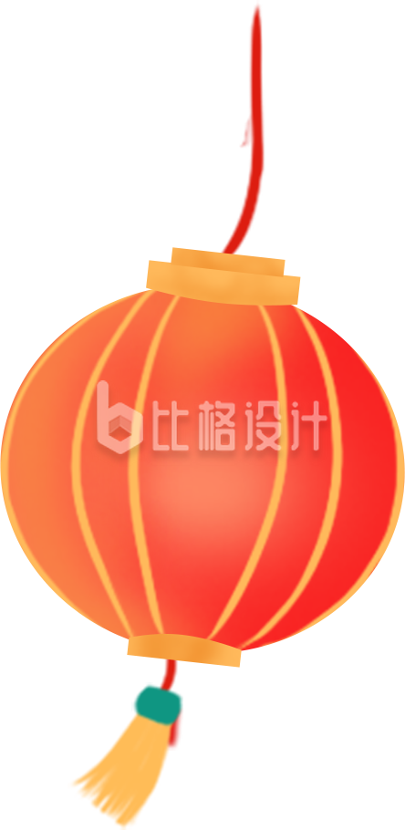 手绘渐变飘动红灯笼